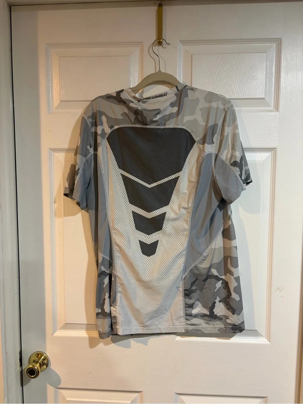 Nike Combat Hypercool Compression Men's Gray Camo Short Sleeve Shirt